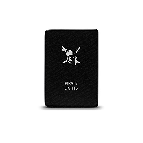 CH4X4 Small Push Switch for Toyota Tacoma, FJ Cruiser, Land Cruiser, Fortuner, Hilux, 4Runner, Prado 12V 3Amp - Pirate Lights Symbol - Green LED