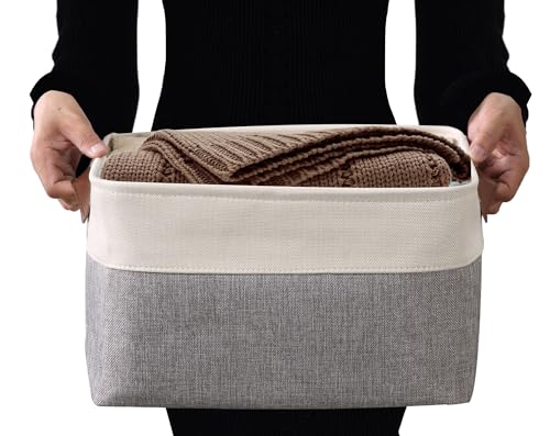 Image of DECOMOMO Storage Bins, Extra Large Fabric Storage Baskets for Shelves, Decorative Linen Closet Organizer, 15.8 x 12.5 x 10 inches (Grey & White, 3 Pack)