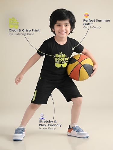 Image of POLKA TOTS 100% Pure Cotton T-Shirt and Shorts Combo For Boys | Summer Dress & Beach Wear for Boys and Toddlers | Breathable Premium Fabric Co-Ord Set Kids | Relaxed Fit Casual Summer Outfit for Kids