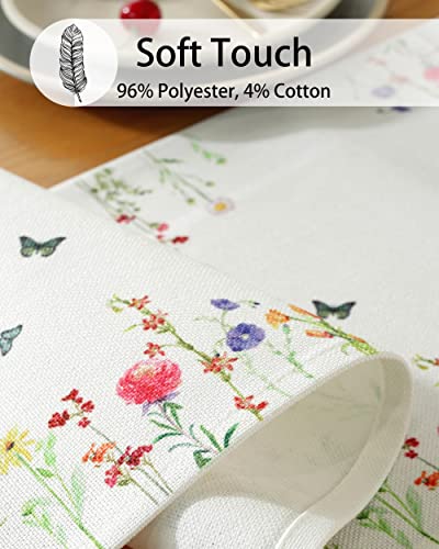 Summer Table Runner 72 Inches Long Summer Decor With Watercolor Wild Flower Spring Seasonal Holiday Dining Table Decoration For Kitchen, Party, Wedding, Restaurant & Camping, Botanical Fresh Looking #TOP5