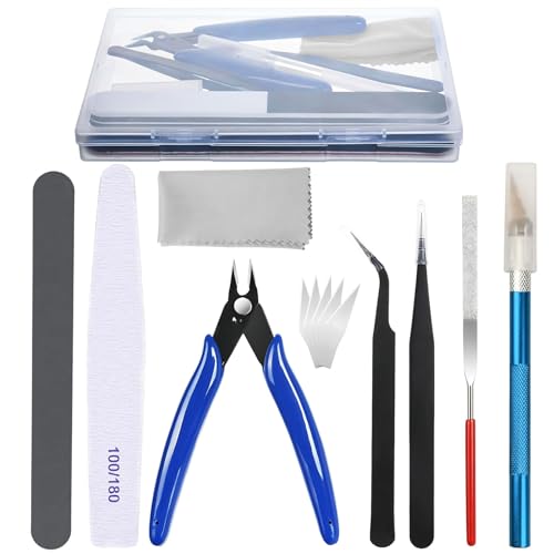 Model Making Tools Kit 14 Pcs Hobby Tool Craft Set with Storage Box Plastic Model Modelling Tools Gundam Hobby Craft for Gundam Car Model Building Repairing and Fixing