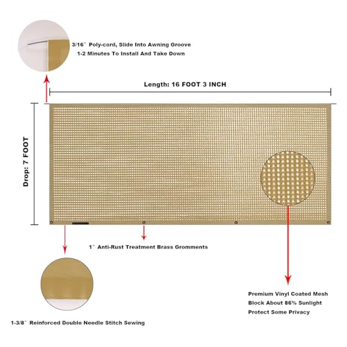 Image of RV Awning Mesh Sun Shade Screen for Motorhome Camper Trailer Sunshade