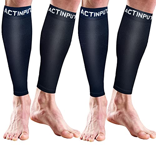 Calf Compression Sleeves for Women & Men Leg Compression Socks for Shin Splint & Calf Pain Relief-Great for Running, Maternity, Travel, Nurses (A - 2 Black, Large)