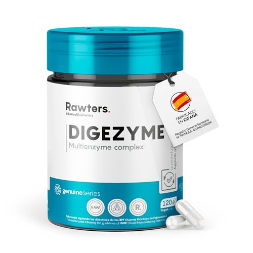 Rawters. Digezyme Encimas Digestivas | 120 Cápsulas - Digezyme complejo multienzimatico patentado | Salud gastrointestinal | Para mejorar la digestión de proteínas, hidratos y grasas