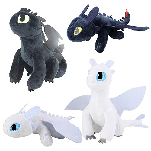 JMUNG 4 Stks Dragon Taming Pluche Nacht Evil Tandloze Zwarte Draak Cartoon Pluche Speelgoed Doll Machine Pop Gift 19-23 Cm