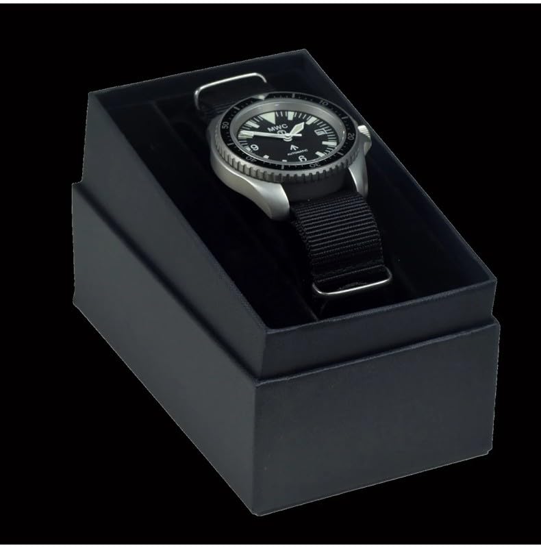 MWC 1999-2001 Pattern Automatico Acciaio Nero Tessuto Zaffiro Militare Vintage Orologio Uomo