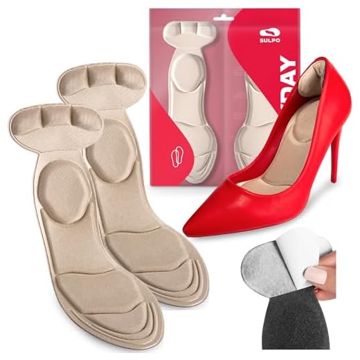 SULPO Plantillas para mujer - Plantillas para stilettos, tacones altos y pumps - Plantillas autoadhesivas y antideslizantes con protección del talón - Plantillas para zapatos