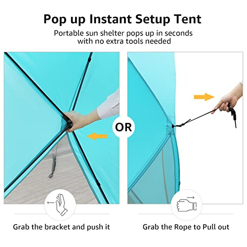 Old Bahama Bay Pop Up Beach Tent, Portable Shade Sun Shelter Upf50+ Uv Protection For 4 Person Extendable Floor For Fishing Hiking Camping, Waterproof Windproof(Blue) #TOP2