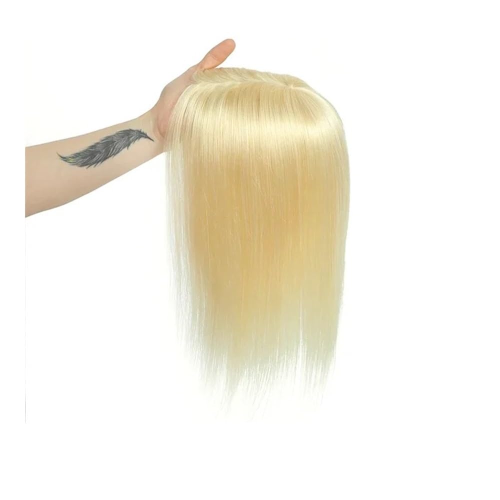 Womens Remy Human Hair Toppers with Clips for Thin Hair One Piece Hair Extensions Extension per Capelli(Blonde,10 INCHES_10X12 CM)
