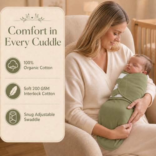 Image of Newborn Swaddle Sleep Sacks, 0-3 Months, 3-Pack | 100% Organic Cotton, For Baby Girls & Boys, Nursery Swaddling Blankets, Infant