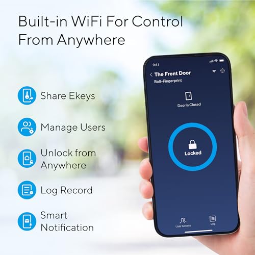 ULTRALOQ 2025 Upgrade Bolt Fingerprint Smart Lock,Biometric Deadbolt with Built in WiFi,Keyless Entry Door Lock for Front Door,App Remote Control,10 Months Battery,IP65 Waterproof,BHMA Grade AAA thumbnail 5