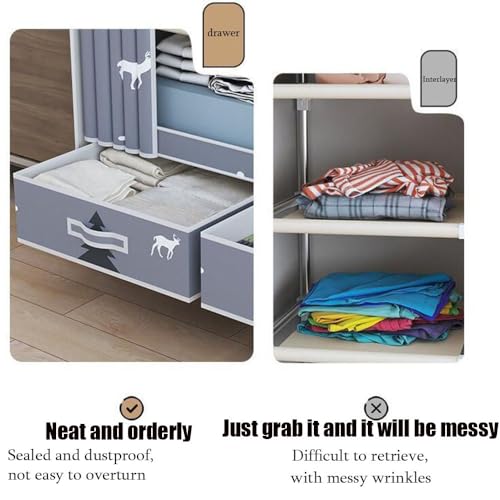 Armoire De Rangement Garde-Robe Pliable en Tissu Intissé Garde-Robe Penderies,avec Cadre Métallique et Housse Zippée,pour Chambre D'Adulte Penderies Repliables 100 x 45 x 170cm – vue 2