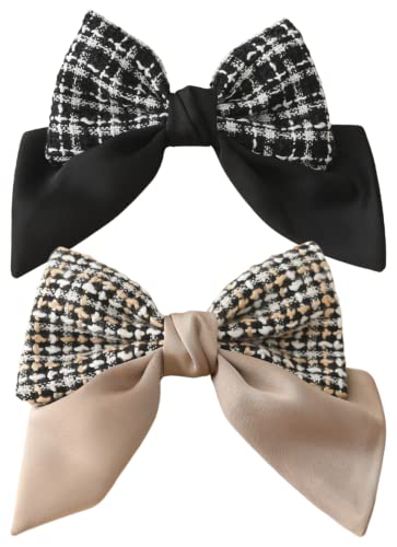 Gran lazo para el pelo para mujer, negro, con lazo de satén, estilo retro, pinzas para el cabello, accesorios para el cabello para mujeres y niñas Cover