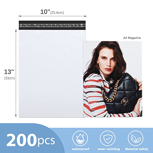 Image of Metronic Poly Mailers 10x13 200 Pcs | Medium Size Shipping Bags for Clothing | Strong Adhensive Mailing Bags for Small Business, Shipping Envelopes, Tear-resistant Packing Bags White