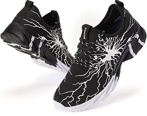 BRONAX Mens Trainers Casual Sports Running Shoes, Upgrade Black, 9