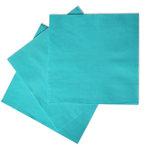 Stxys 3ply Teal Napkins Disposable with (Non-Toxic Ink) Beverage Turquoise napkins Aqua Blue Paper Cocktail Napkin set (60ct) 5 x 5