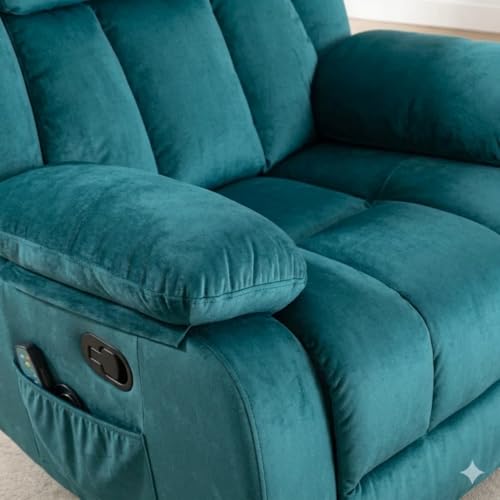 Image of Amazon Brand - Solimo Stark | Single Seater Sofa Recliner | Manual Recliner (Velvet Teal) | 1 Year Warranty