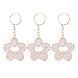 Framendino, 3 Pack Cherry Flower Bottle Opener Keychains Metal Lover Heart Shaped Openers Pink Key Chains