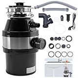 Dissipatore di rifiuti alimentari, 1,4 L 560 W, in acciaio inox, da cucina, sotto il lavello, con interruttore dell