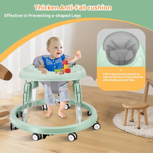 Image of Baby Walker with Wheels, One-Touch Folding, Height Adjustment Baby Walkers