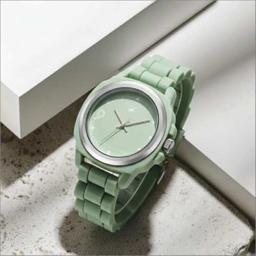 Image of Fastrack Tees Hype Bounce Quartz Light Green Round Dial Men's Watch | Water Resistance Watch | Watches for Men Analog - 38170PP02