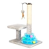 PEEKAB Tall Cat Scratching Post Kitten Sisal Scratcher Tree with Cat Tracks Toy Balls for Indoor...