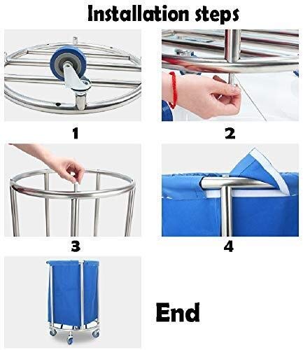 Clasificador de cestos para la Ropa Cesto Redondo para la Ropa Carrito clasificador de Servicio Pesado, Comercial Hotel Hospital Servicio de Limpieza Trolley con Ruedas y Bolsa ext