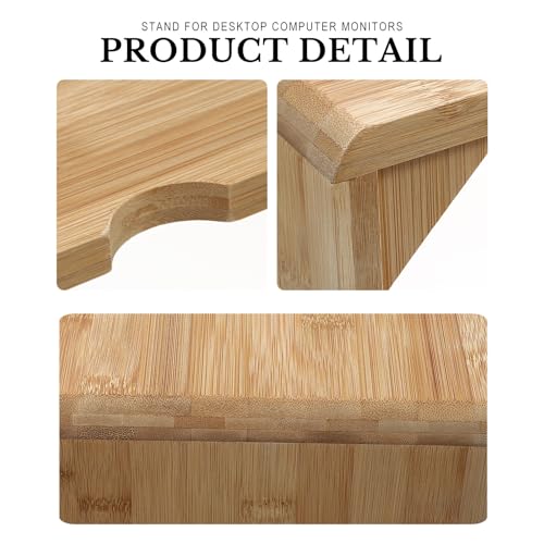 Support écran ordinateur bambou rehausseur solide bureau sans tiroir - 7