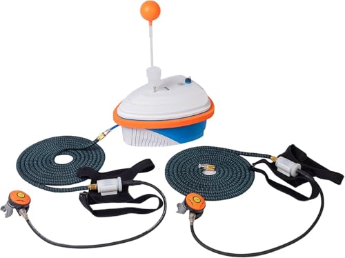 DGLUYUDV Scuba Diving Ventilator, Support 2 Divers Rechargeable Scuba Diving Tank, Waterproof Air Compressor with 60ft Hose Diving Breathing Regulator for Recreational Diving Fishing Snorkeling, 5-6H