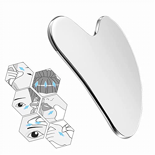 Eastdall Ferramenta Gua Sha de aço inoxidável para terapia facial Cuidados com a pele facial Desinto