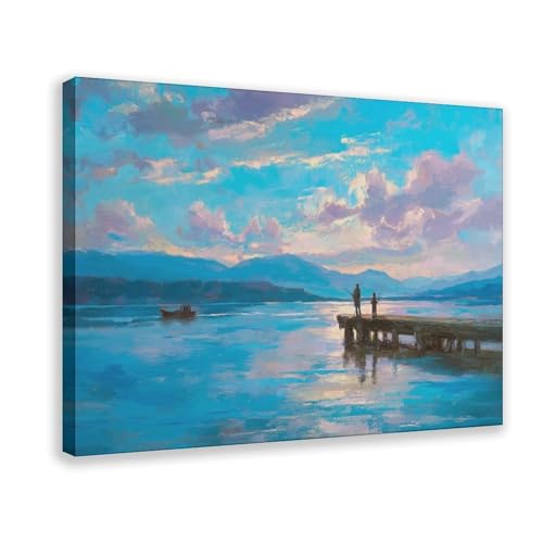 Poster de pêche père et fils : décoration zen pour chambre et bureau