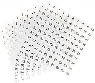 GODLOVEM 10 Sheets Number Stickers, 1 to 100 Number Self Adhesive Stickers 10mm Round Number Labels, White