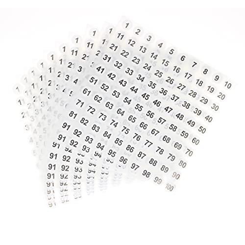 GODLOVEM 10 Blatt Nummernaufkleber 1 bis 100 Zahlen selbstklebend 10 mm rund Weiß