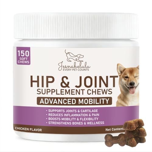 Dog Hip and Joint Supplement Chews - Dog Joint Supplement for Mobility - Canine Hip Support Pain Relief Supplements with Glucosamine, Turmeric, Chondroitin - Chicken Flavored - 150 Soft Chews