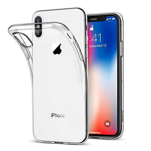 REY Cover in Gel TPU Trasparente per iPhone X - iPhone XS, Ultra Sottile 0,33 mm, Morbido Flessibile, Custodia Silicone
