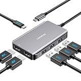 UANTIN USB C Docking Station Dual Monitor with 2 HDMI, 6-in-1 USB C Hub, Laptop Docking Station with 4K 60Hz HDMI, 3 USB-A, 100W PD Charging, Thunderbolt Dock Compatible with Dell, HP, Lenovo, Surface