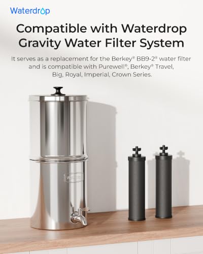 Image of Waterdrop Silver Ions Black Water Filter, Replacement for Berkey BB9-2