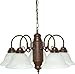 NUVO 60-1291, 5 Light Chandelier Old Bronze Alabaster Glass Bronze