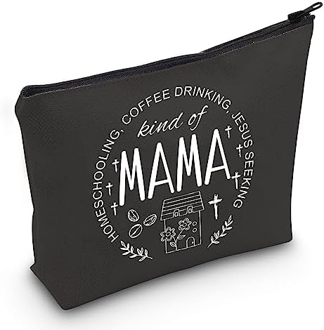 JXGZSO Christian Homeschool Mom Gift Jesus Seeking Coffee Drinking Homeschooling Kind of Mama Makeup Bag Homemaker Gift (kind of MAMA B)