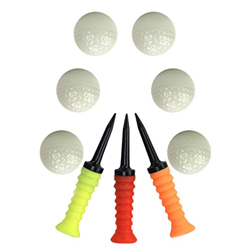 LEIPUPA Bolas de Golfe de 6 Peças Bolas de Taco de Golfe Luminosas com 3 Peças de Golfe Tees Durávei