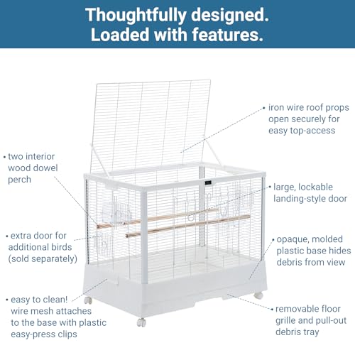 Image of Pet Products Clear View Glass Bird Cage Crystal Palace for Small Birds - White Frame