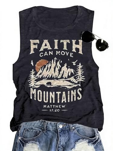 Buynaw Hiking Tank Tops Women Mountain Graphic Tank Shirts Summer Sleeveless Camping Shirts Outdoor Muscle Tunic Tops (Dark Grey9, XL)