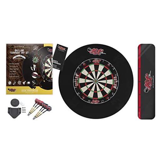 Shot! Darts Outlaw Tournament Dartboard and Surround Set-Steel Tip Dart and Board Surround Bundle