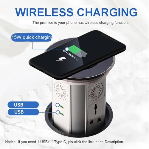 Hogar Inteligente, regleta automática con diseño retráctil, Puerto USB, Carga inalámbrica, Altavoces Bluetooth y conectividad Wi-Fi.