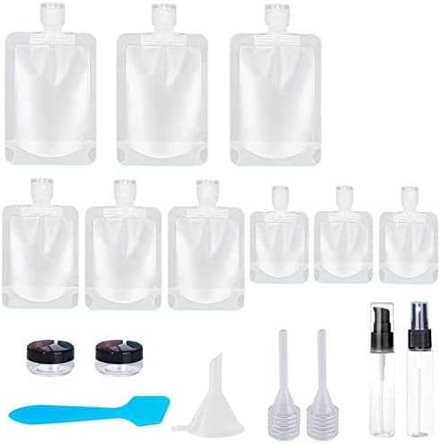 17 Pack Travel Pouches for Toiletries,TSA Approved,Travel Size Portable Containers,Stand Up Pouch,Refillable Travel Accessories for Shampoo Conditioner Lotion Soap Liquids (A-17pcs)