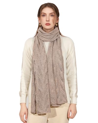 30% Mongolian Cashmere 70% Australian Merino Wool Scarves Extra Large Pashmina Wrap Shawl Stole Brown Leaf/leaves Solid with Gift Box3