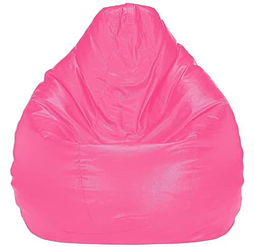 Image of Casa Copenhagen Premium Leather Bean Bag Chair, Filled with Beans | Capacity: Upto 7 Ft Height, 200 KG Weight | 5XL | Robotic Pink