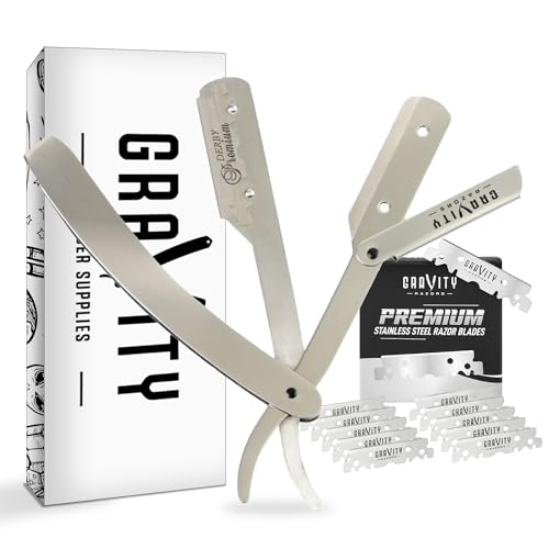 Image of Gravity Razors Professional Straight Razor - Minimal Exposure Straight Razor Kit with 10 Gravity Premium Blades, .5mm Exposed (Chicago)