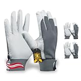 G4P Comfort Pro - Arbeitshandschuhe aus Ziegenleder, 2 Paar Gartenhandschuhe mit Stretch-Spandex & Klettverschluss, Montage & Handwerk, Gr. L (Gr. 9), Farbe: Weiß/Grau