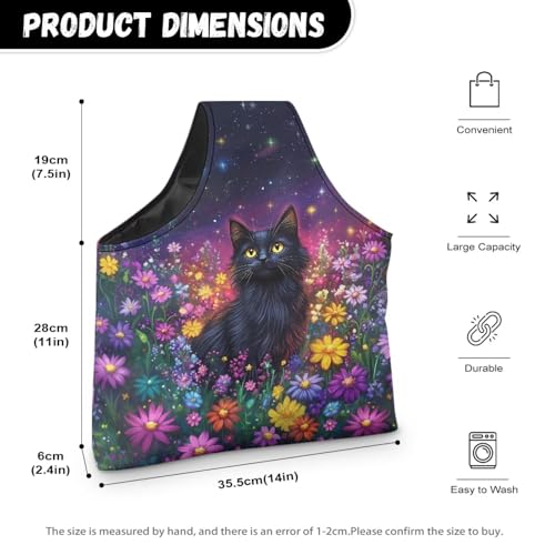 Image of ZUXONGSYBlack Cat Yarn Bags for Knitting Floral Yarn Storage Organizer for Crochet Portable Knitting Project Bag